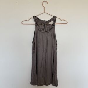 Banana Republic Heritage Collection Womens Top XS Gray Braided Neckline Coastal